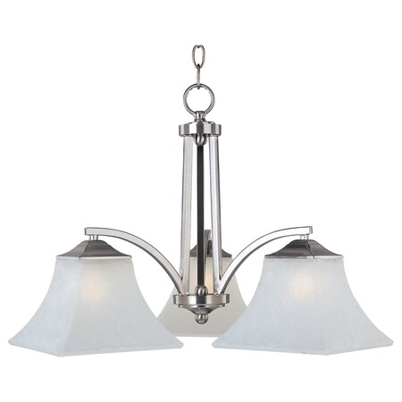 Maxim Three Light Satin Nickel Frosted Glass Down Chandelier 20094FTSN